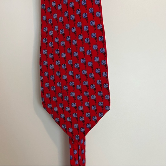 J. Jerry Garcia 100% Silk Tie Necktie Abstract Snail Garden Red Blue Black - Picture 1 of 3